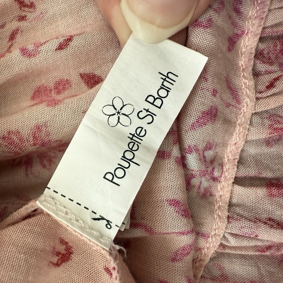 Poupette St Barth Soledad Mini Dress Womens XS Pink Floral Feminine Smocked - Picture 7 of 10